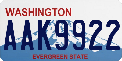 WA license plate AAK9922