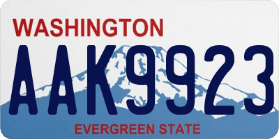 WA license plate AAK9923