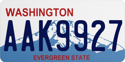 WA license plate AAK9927