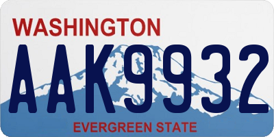WA license plate AAK9932