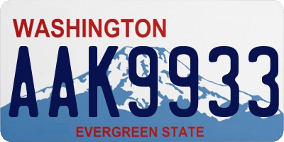 WA license plate AAK9933