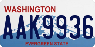 WA license plate AAK9936