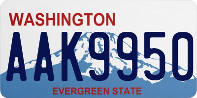 WA license plate AAK9950