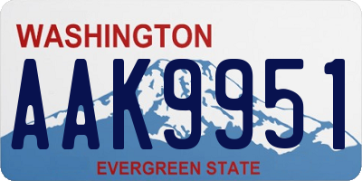 WA license plate AAK9951