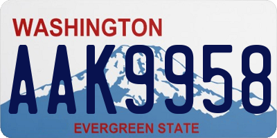 WA license plate AAK9958