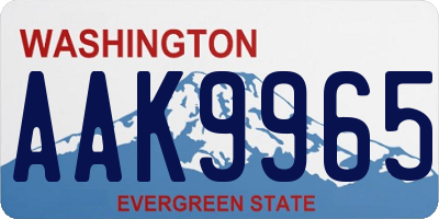 WA license plate AAK9965