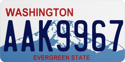 WA license plate AAK9967