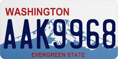 WA license plate AAK9968