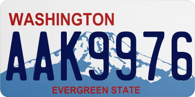 WA license plate AAK9976