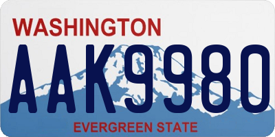 WA license plate AAK9980
