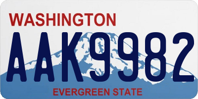 WA license plate AAK9982