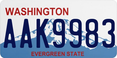 WA license plate AAK9983