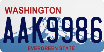 WA license plate AAK9986