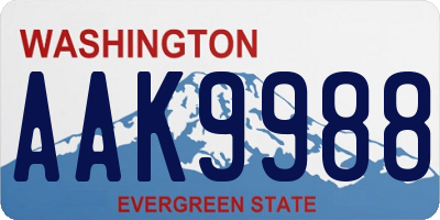 WA license plate AAK9988