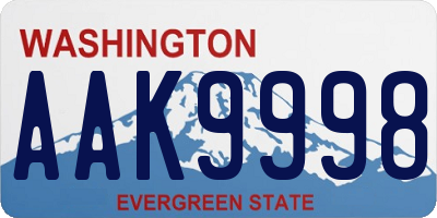 WA license plate AAK9998