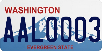 WA license plate AAL0003