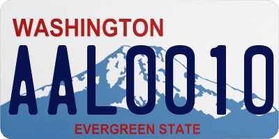 WA license plate AAL0010