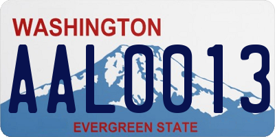 WA license plate AAL0013