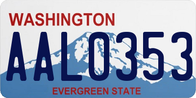 WA license plate AAL0353