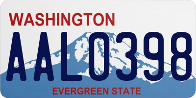 WA license plate AAL0398