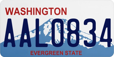 WA license plate AAL0834
