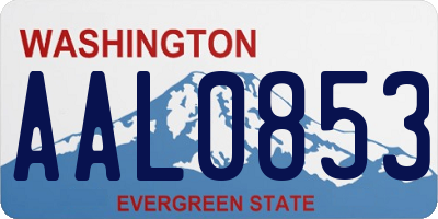WA license plate AAL0853