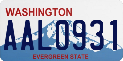 WA license plate AAL0931