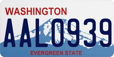 WA license plate AAL0939