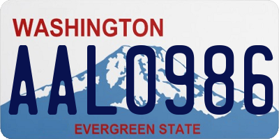WA license plate AAL0986