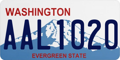 WA license plate AAL1020