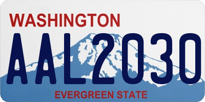 WA license plate AAL2030