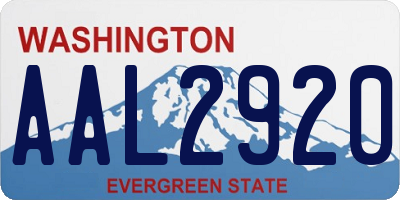 WA license plate AAL2920