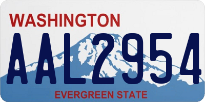 WA license plate AAL2954