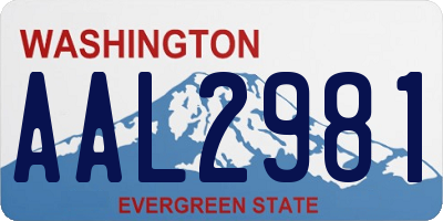 WA license plate AAL2981
