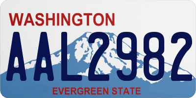 WA license plate AAL2982