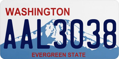 WA license plate AAL3038