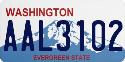 WA license plate AAL3102