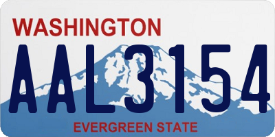 WA license plate AAL3154