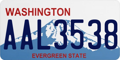 WA license plate AAL3538