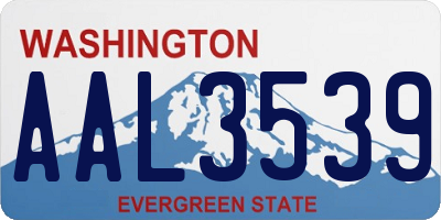 WA license plate AAL3539