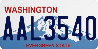 WA license plate AAL3540