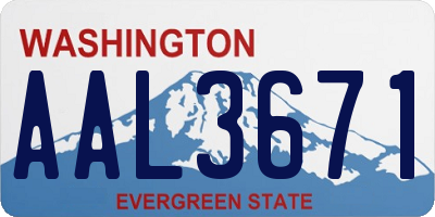 WA license plate AAL3671
