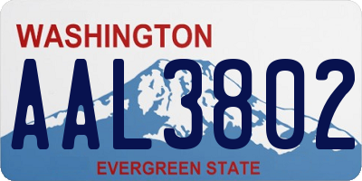 WA license plate AAL3802