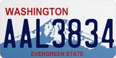 WA license plate AAL3834