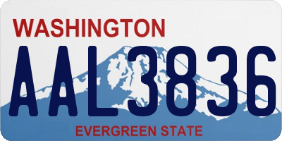 WA license plate AAL3836