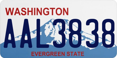 WA license plate AAL3838