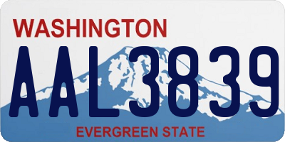 WA license plate AAL3839