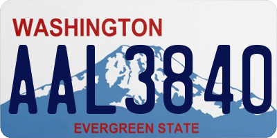 WA license plate AAL3840