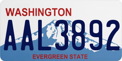 WA license plate AAL3892