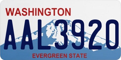 WA license plate AAL3920